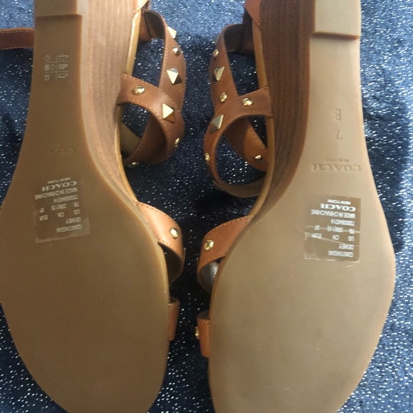 Coach Studded Tan Sandal. Size 7. Gold accents. - Picture 5 of 12